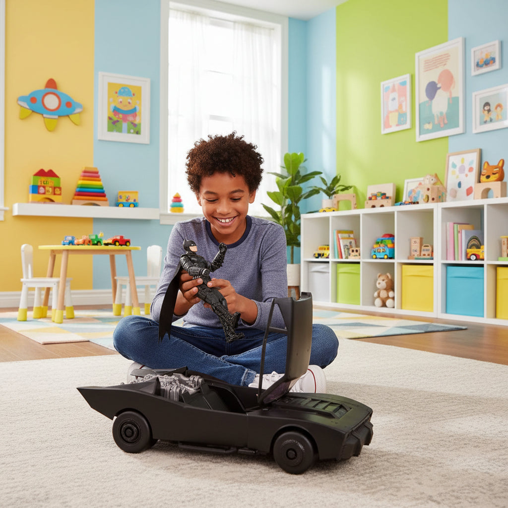 dc comics MOV Batmobile Figure Set Batmobile con Personaggio 30 cm, The Batman Movie, Giocattoli Bambine dai 4 Anni